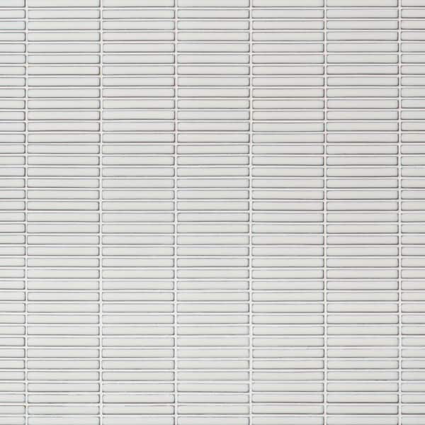 Motif Stacked Snow White 11.19 in. x 11.9 in. Glossy Porcelain Mosaic Floor and Wall Tile (0.92 sq. ft./each)