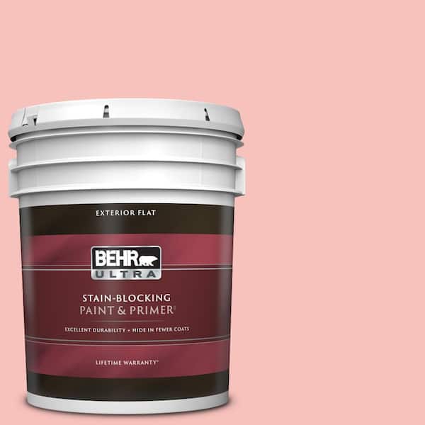 BEHR ULTRA 5 gal. #160A-3 Pink Hydrangea Flat Exterior Paint & Primer