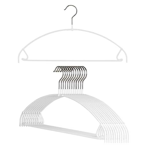 Mawa, 42ptu Euro Space-Saving Anti-Slip Steel Clothing Hanger, Set Of 12, White