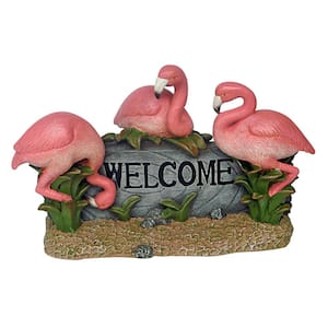 9.5 in. H Pink Flamingo Welcome Statue