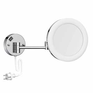 8 in. W x 8 in. H Round Framed LED Wall Mount Bathroom Vanity Mirror Two-Sided Makeup Mirror 360° Rotation