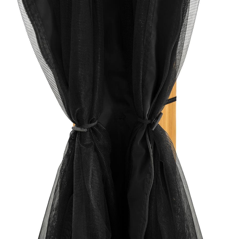 Black Weather-Resistant Polyester Mosquito Netting for 12' x 16' Gazebos
