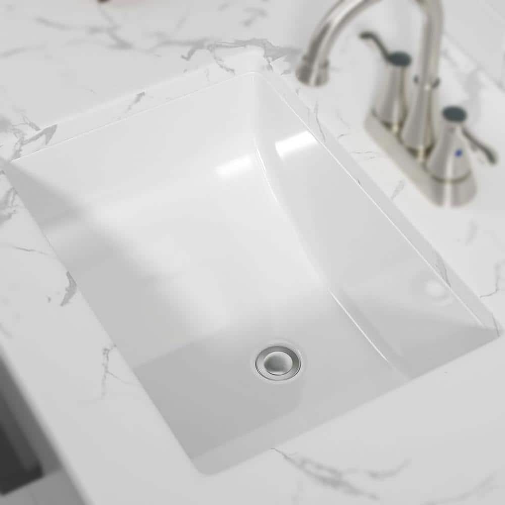 18.5"x14" White Ceramic Rectangular Undermount Bathroom Sink with Overflow