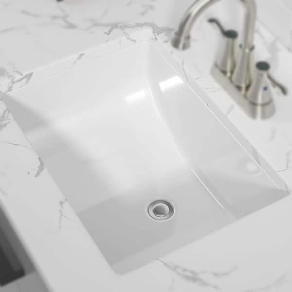 skk._.i☘️ 18.5 in. x 14 in. Ceramic Rectangular Undermount Bathroom Sink in