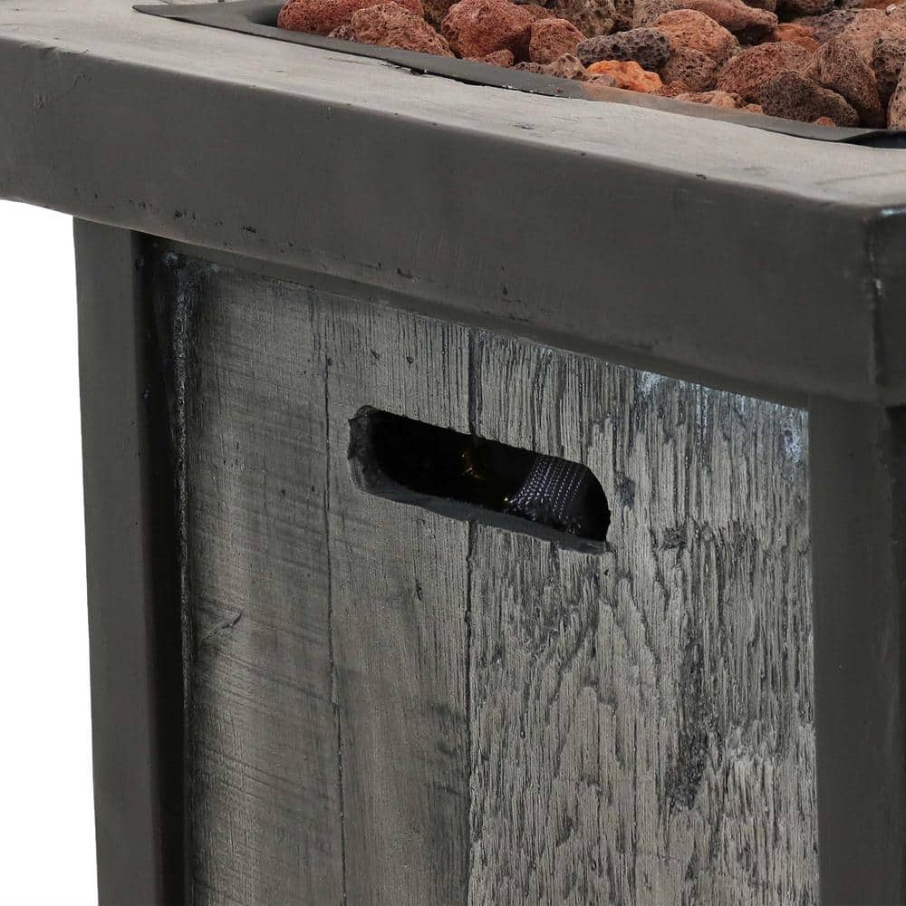 Gray Weathered Wood Look Propane Gas Fire Pit Table
