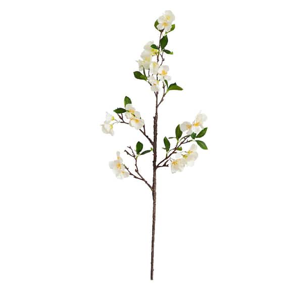 Nearly Natural 38 in. Artificial White Blossom Flower Stems (Set of 3)
