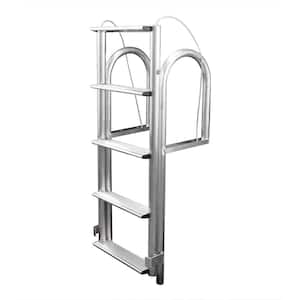 5-Step Wide-Rung Lifting Aluminum Dock Ladder with Slip-Resistant Rungs for Seawalls and Stationary Boat Dock Systems