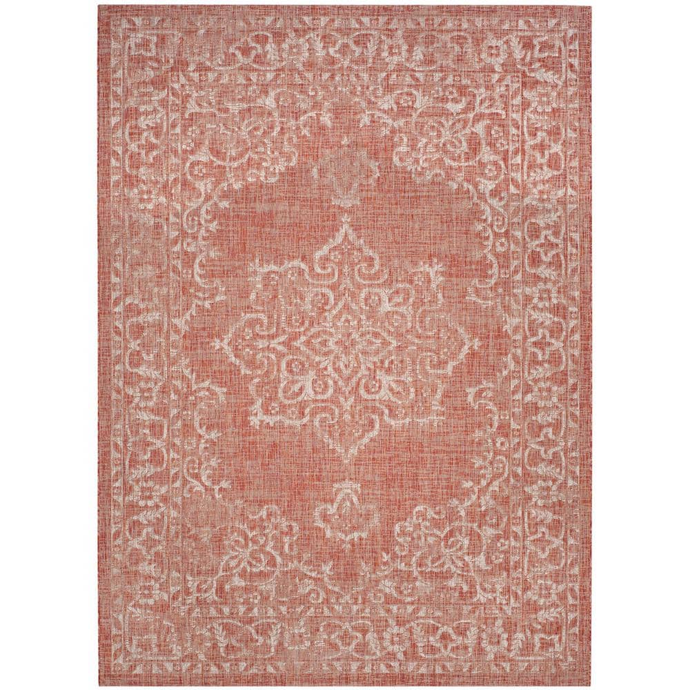 Courtyard Terracotta/Beige 5 ft. x 8 ft. Border Ornate Indoor/Outdoor Area Rug price history on PriceWatchPro