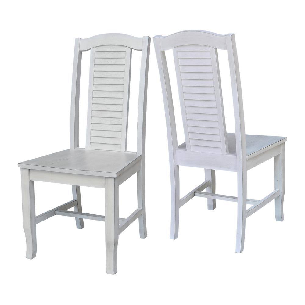 Elegant Antique Chalk Rubberwood Side Chair, 40" High