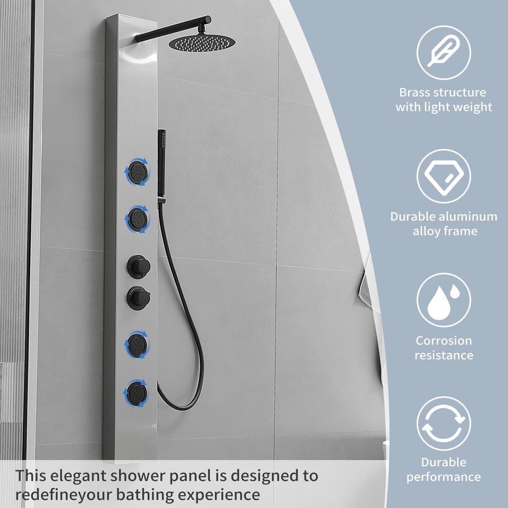 Black Nickel Multi-Function Shower Panel with Body Jets