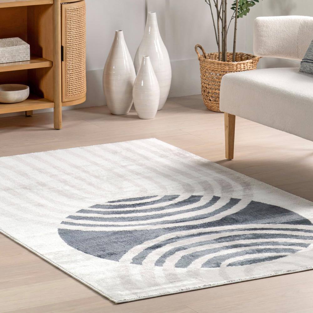 Shandra Abstract Blue and Gray Synthetic 4' x 6' Area Rug