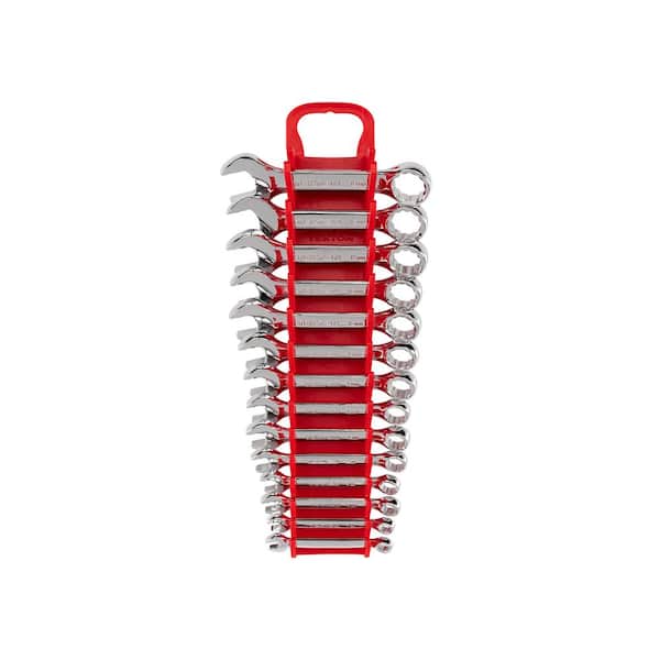 TEKTON 6-19 mm Stubby Combination Wrench Set with Holder (14-Piece)
