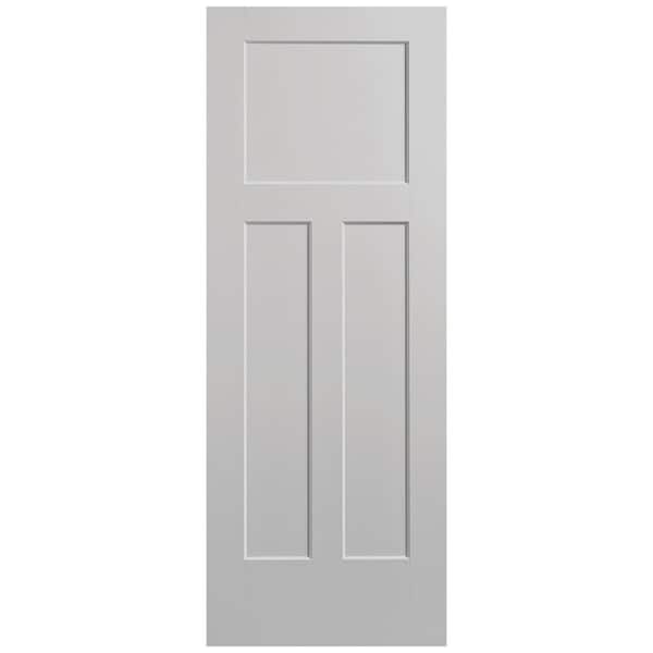 Masonite 30 in. x 80 in. 3-Panel Winslow Single Bore Hollow Core Silver Bullet Molded Composite Interior Door Slab