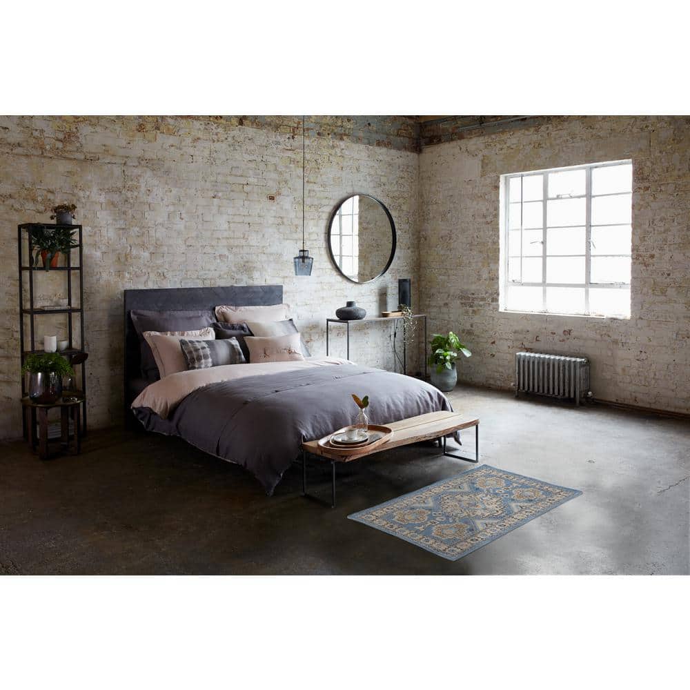 Halyn Ink Blue Cotton 36" x 60" Rectangular Accent Rug