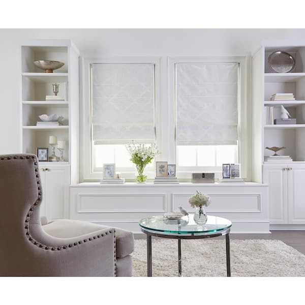 Unbranded Cut-to-Size Ivory Cordless Room Darkening Energy-Efficient Polyester Roman Shades 27 in. W x 64 in. L
