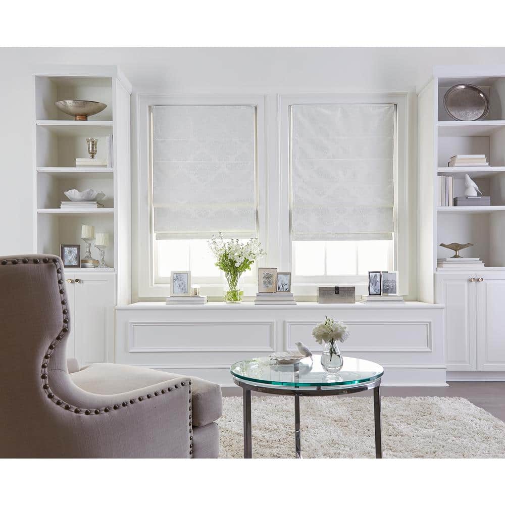 Cut-to-Size Ivory Cordless Room Darkening Energy-Efficient Polyester Roman 