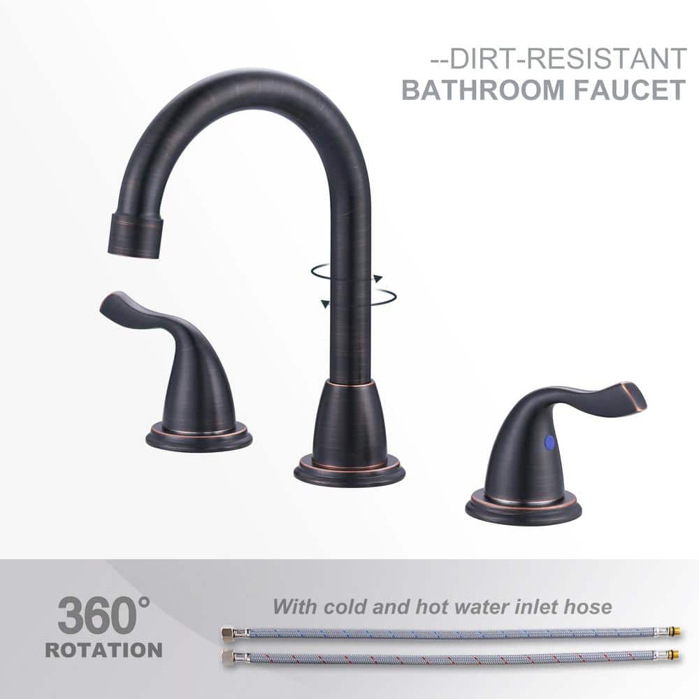 8 in. Oil Rubbed Bronze Double-Handle Bathroom Faucet