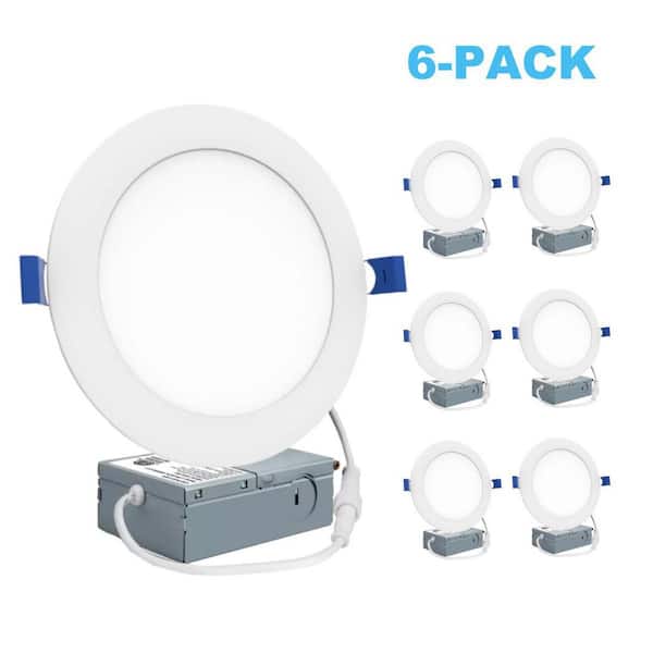 5/6 in. LED Recessed Ceiling Light Adjustable 5CCT Canless Dimmable Indoor/Outdoor Integrated LED Light (6-Pack)