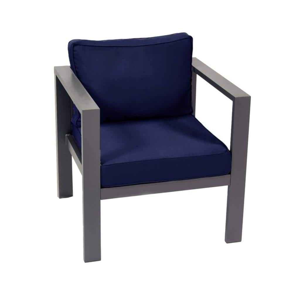 Lakeview Navy Cushioned Aluminum Outdoor Club Chair