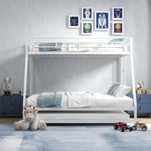 White Twin Over Full Bunk Bed with Trundle