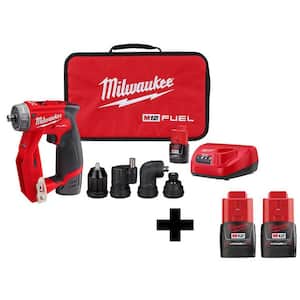 M12 FUEL 12V Lithium-Ion Brushless Cordless 4-in-1 Installation 3/8 in. Drill Driver Kit W/ Batteries (2-Pack)