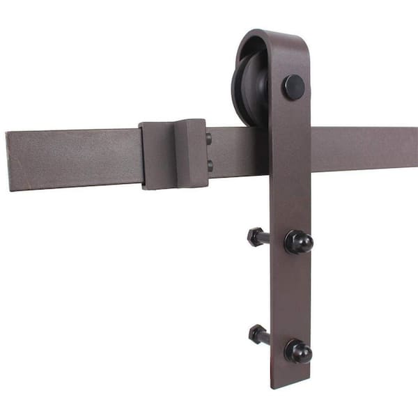 120 in. Antique Bronze Bent Strap Sliding Barn Style Door Hardware Track (2-Set) 120 in. Antique Bronze Bent Strap Sliding Barn Style Door Hardware Track (2-Set)