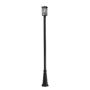 Brookside 1-Light Black 110.5 in. Aluminum Hardwired Outdoor Weather Resistant Post Light Set with No Bulb Included