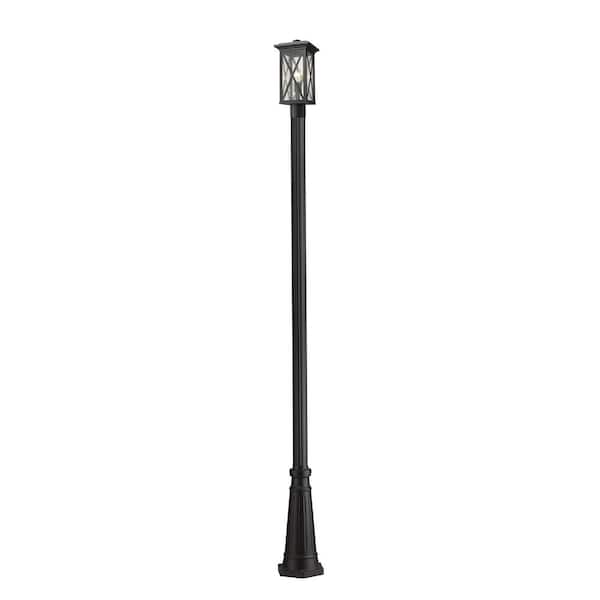 Unbranded Brookside 1-Light Black 110.5 in. Aluminum Hardwired Outdoor Weather Resistant Post Light Set with No Bulb Included
