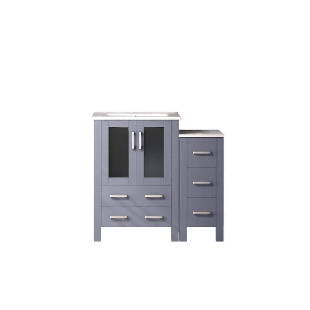 Volez 36 in W x 18.25 in D Dark Grey Single Bath Vanity with Side Cabinet, and White Ceramic Top price history on PriceWatchPro