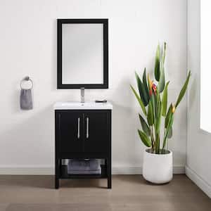 Taylor 24.4 in. W x 18 in. D x 34 in. H Bath Vanity in Black with Ceramic Vanity Top in White with White Sink