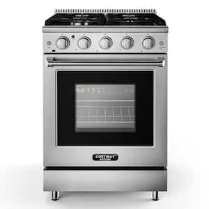 24 in. 3.73 cu. ft. 4-Burners Natural Gas Range in Silver with Cooktop and Oven