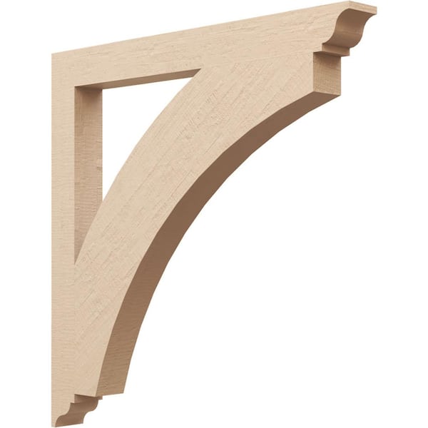 Ekena Millwork 3.5 in. x 36 in. x 36 in. Thorton Traditional Rough Cedar Woodgrain Timberthane Polyurethane Bracket, Primed Tan