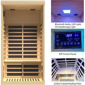 Moray 1-2 Person Indoor Hemlock Sauna with 7 Far-Infrared Carbon Crystal Heaters and Chromotherapy