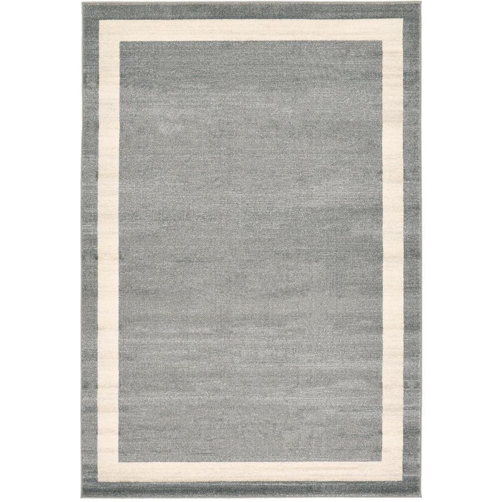 Gray Polypropylene 6 ft. x 9 ft. Solid Color Indoor Area Rug