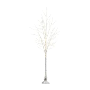 8 ft. Pre-Lit Artificial White Birch Tree with 500 Warm White LED Lights