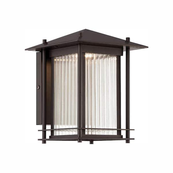Hadley Burnished Bronze Outdoor Line Voltage Hardwired Porch Light Wall Sconce with Integrated LED