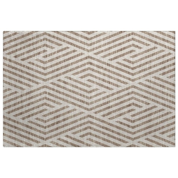 Dream Shag Premium Machine Washable Abstract ADS550 Taupe 3 ft. x 4 ft. Area Rug