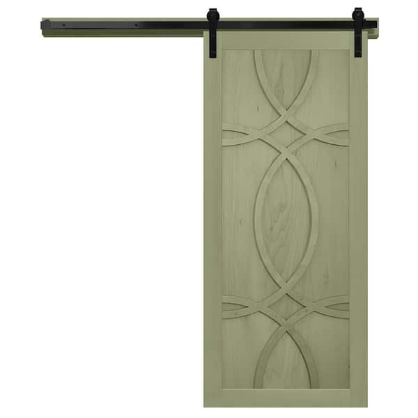 VeryCustom 42 in. x 84 in. Hollywood Rain Tree Wood Sliding Barn Door with Hardware Kit in Black