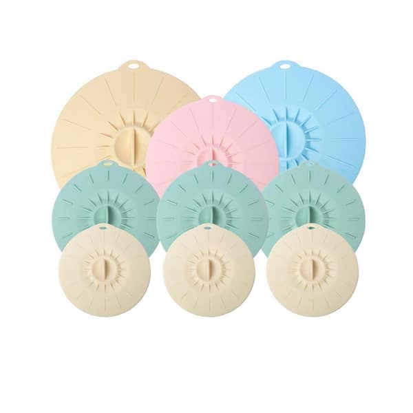 9-Piece Silicone Lids Set, Microwave Splatter Cover, Heat Resistant, Stovetop, Oven, Fridge, Dishwasher Safe