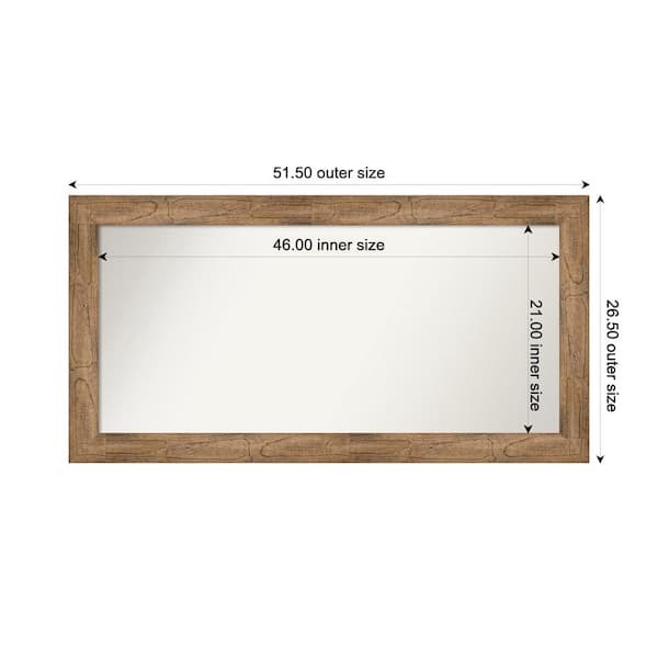 Amanti Art Owl Brown 51.5 in. W. x 26.5 in. Custom Non-Beveled Wood Frame Bathroom Vanity Wall Mirror
