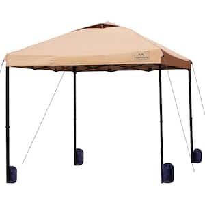 10 ft. x 10 ft. Khaki UV Resistant Waterproof Pop-Up Commercial Canopy Tent with Adjustable Legs and Carry Bag