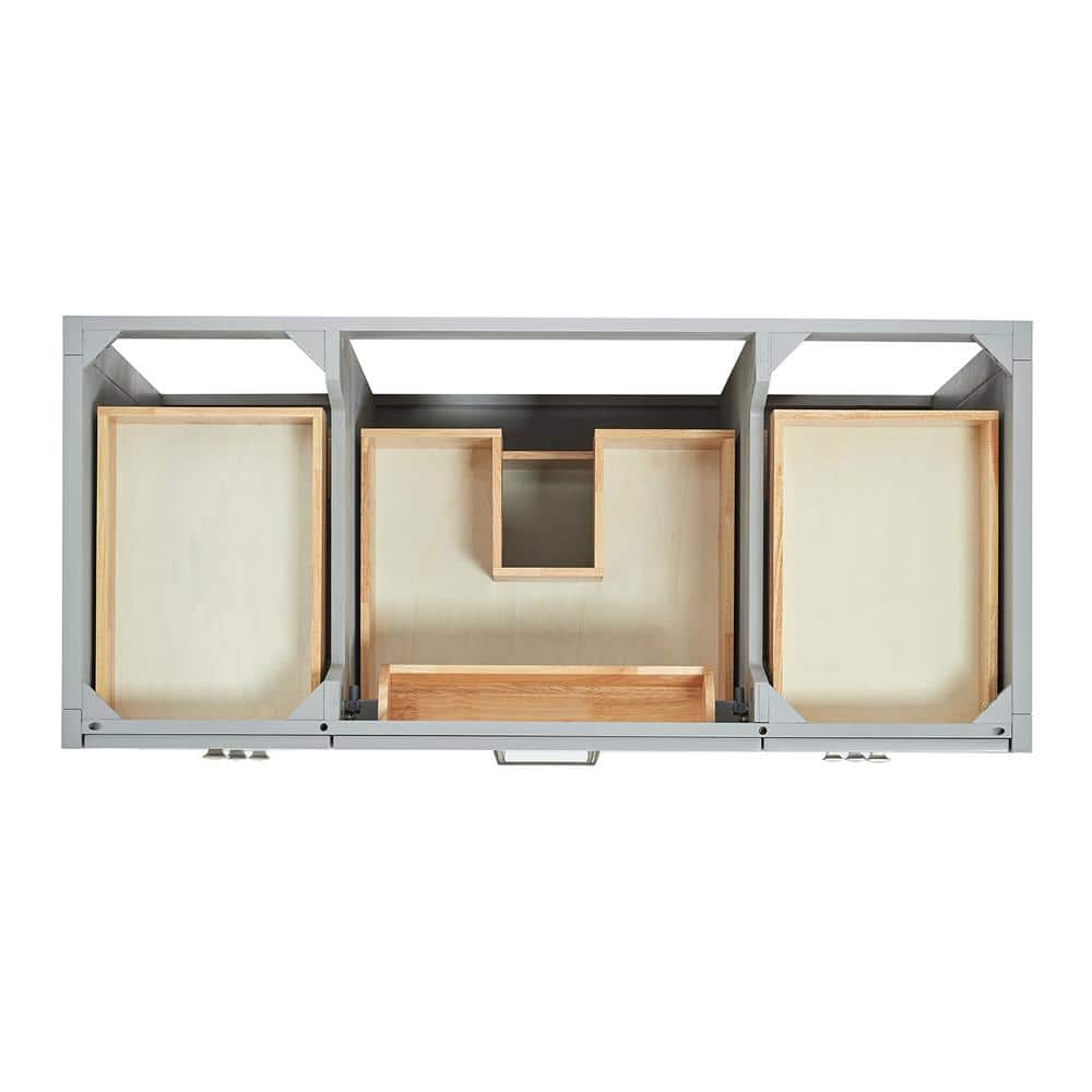 Gray Solid Wood Single Sink Bathroom Vanity with Carrara Marble Top
