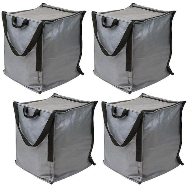 22 Gal. Heavy Duty Zipper Top Tote Storage Bag, Gray 4-pack
