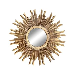 Medium Round Gold Contemporary Mirror (35.5 in. H x 2 in. W)