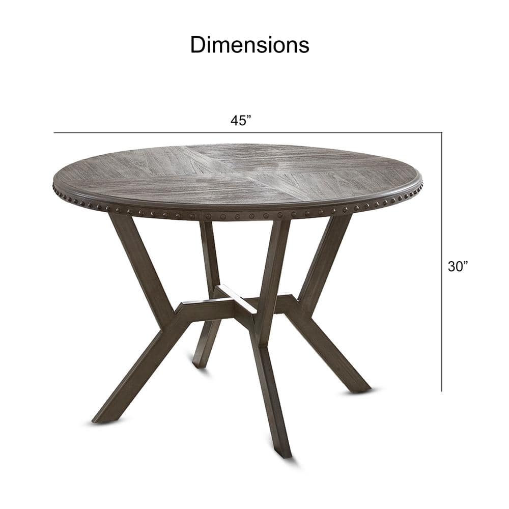 Modern Transitional 45" Round Wood Dining Table in Gray