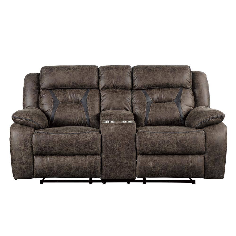Driscoll 74.5 in. W Dark Brown Microfiber Double Manual Reclining Loveseat 
