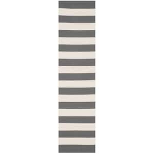 Montauk Gray/Ivory 2 ft. x 12 ft. Striped Runner Rug
