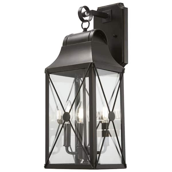 Minka Lavery De Luz Oil Rubbed Bronze with Gold Highlights Outdoor Hardwired 8.5-in. Lantern Sconce with No Bulbs Included