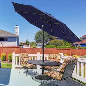 9 ft. Patio Market Umbrellas with Crank and Tilt Button in Navy Blue