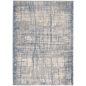 Rush Ivory Blue 6 ft. x 9 ft. Abstract Contemporary Area Rug